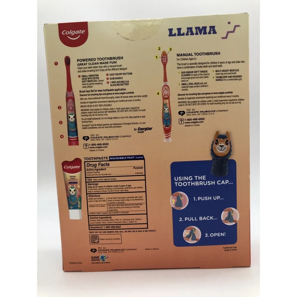LLAMA‎ Battery Powered Toothbrush Set Gift Colgate Kids Gift Pack dental hygeine